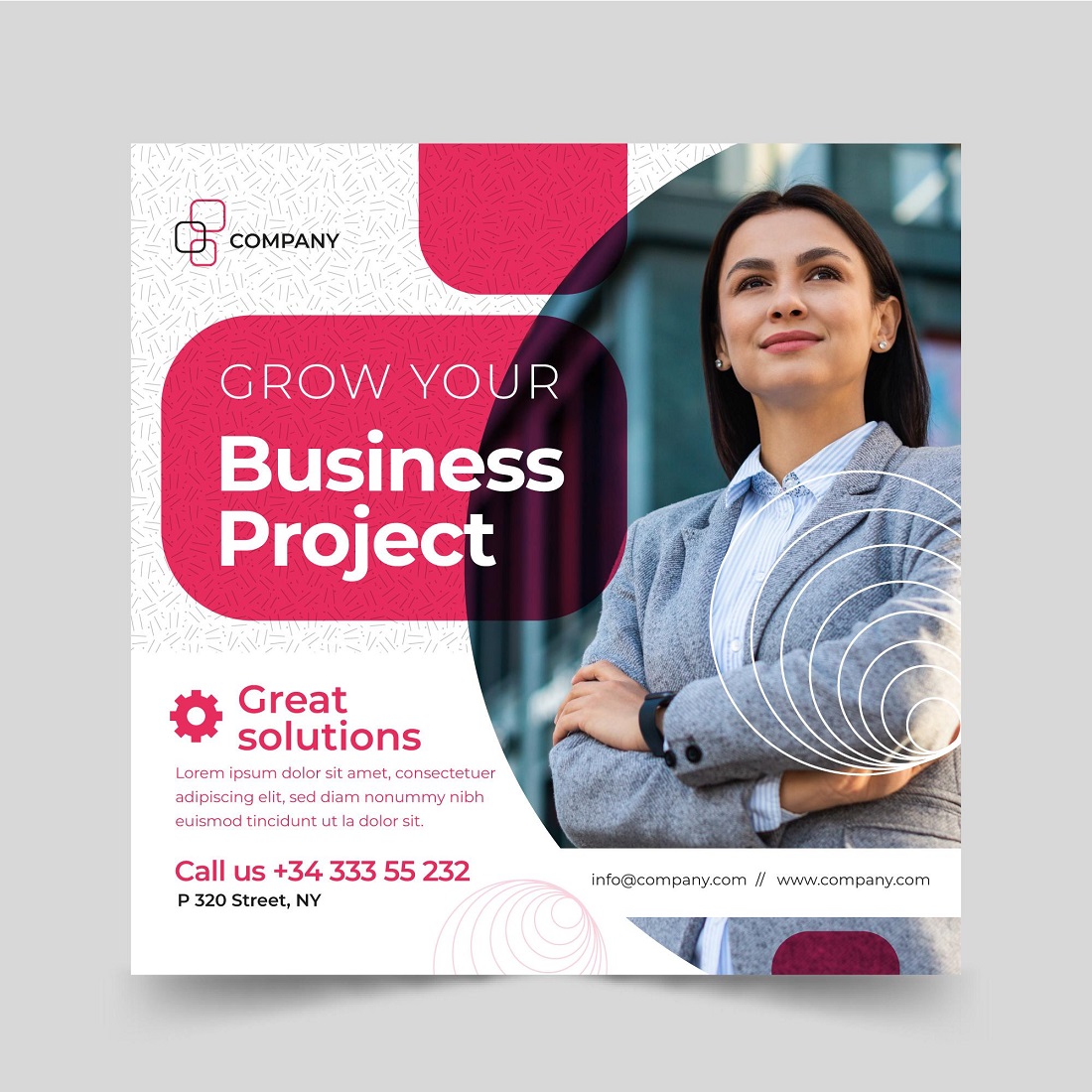 Business woman flyer template cover image.