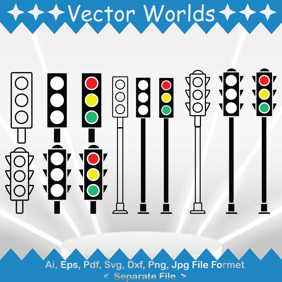 Traffic Lights SVG Vector Design preview image.