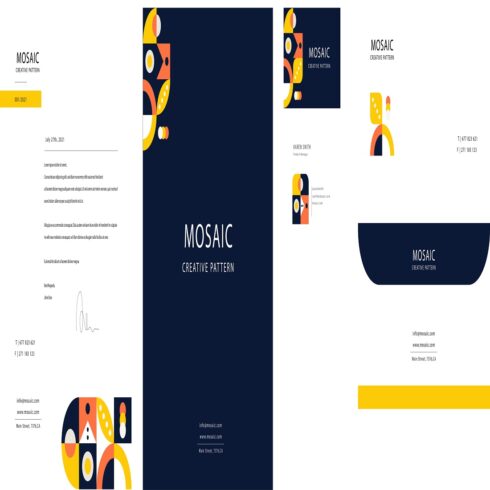 Flat mosaic brand stationery collection cover image.