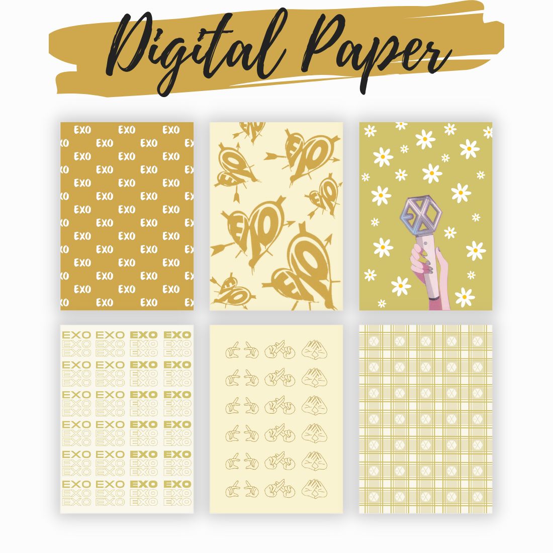 Aesthetic Cream Latter Digital Paper – KPOP Edition – EXO Inspiration cover image.