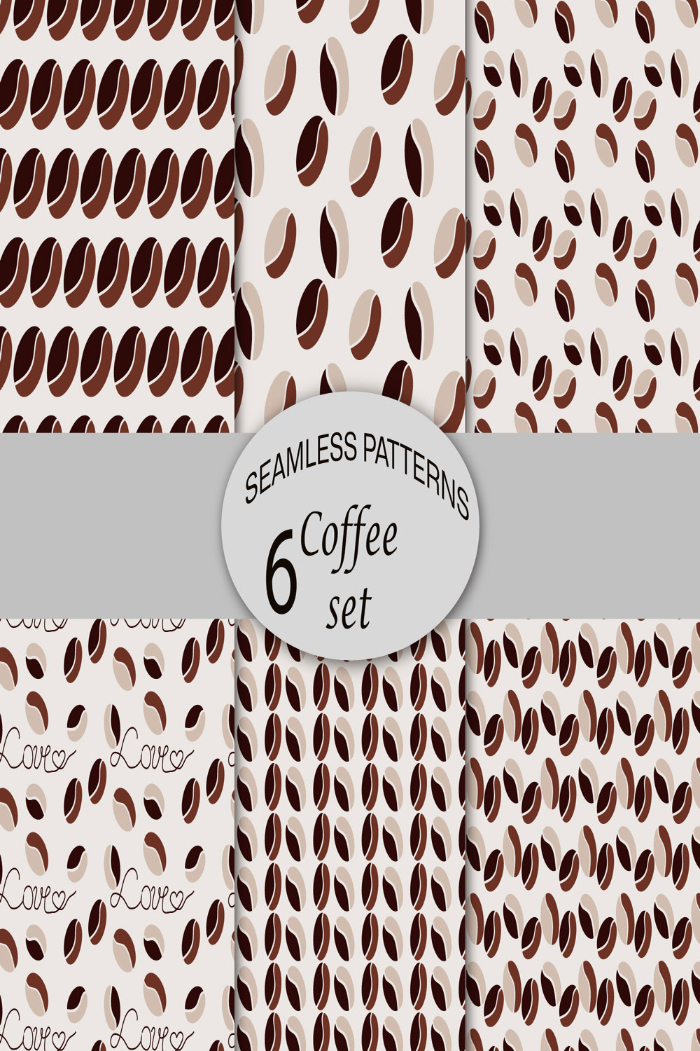 6 seamless patterns: COFFEE SET pinterest preview image.