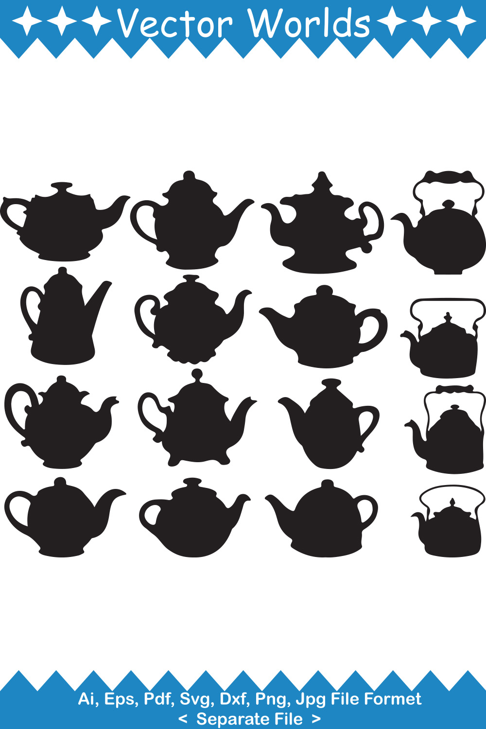 Tea Kettle SVG Vector Design pinterest preview image.