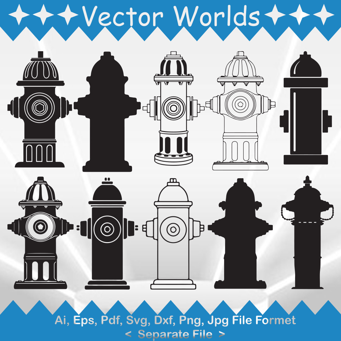 Fire Hydrant SVG Vector Design preview image.