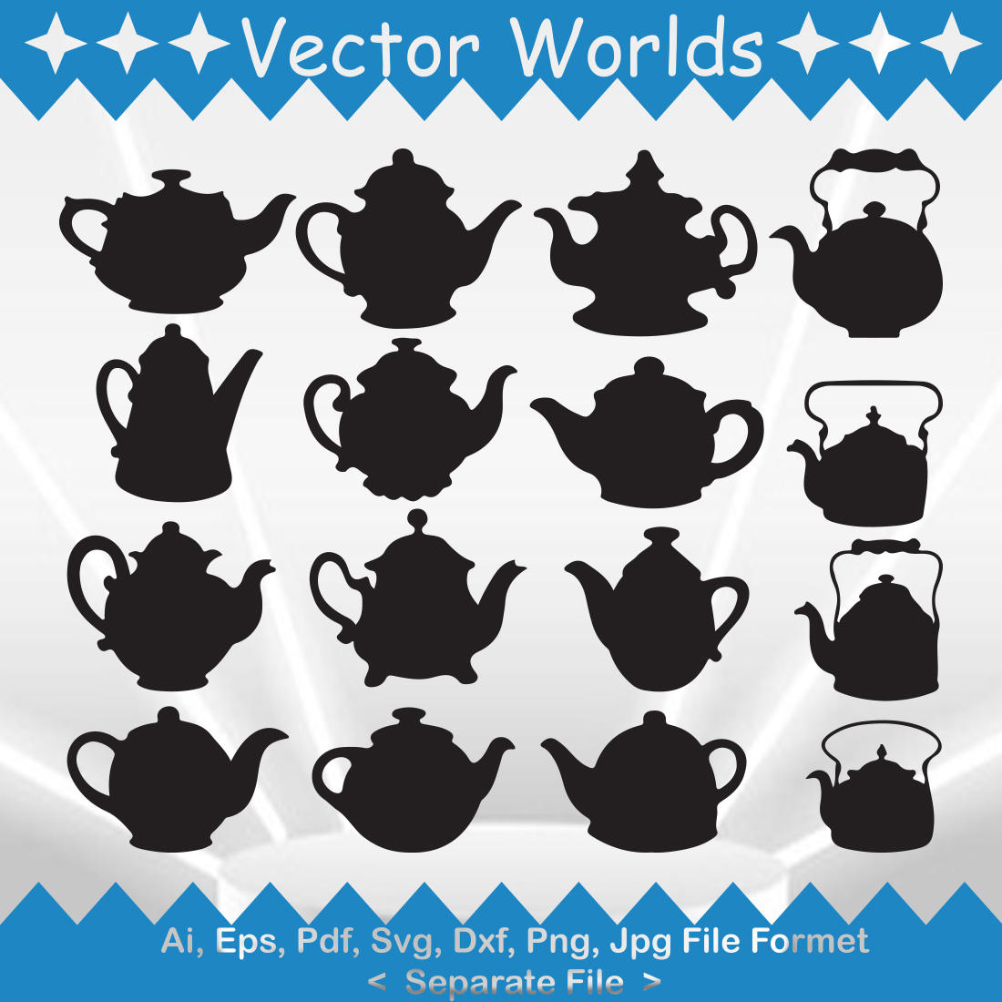 Tea Kettle SVG Vector Design preview image.