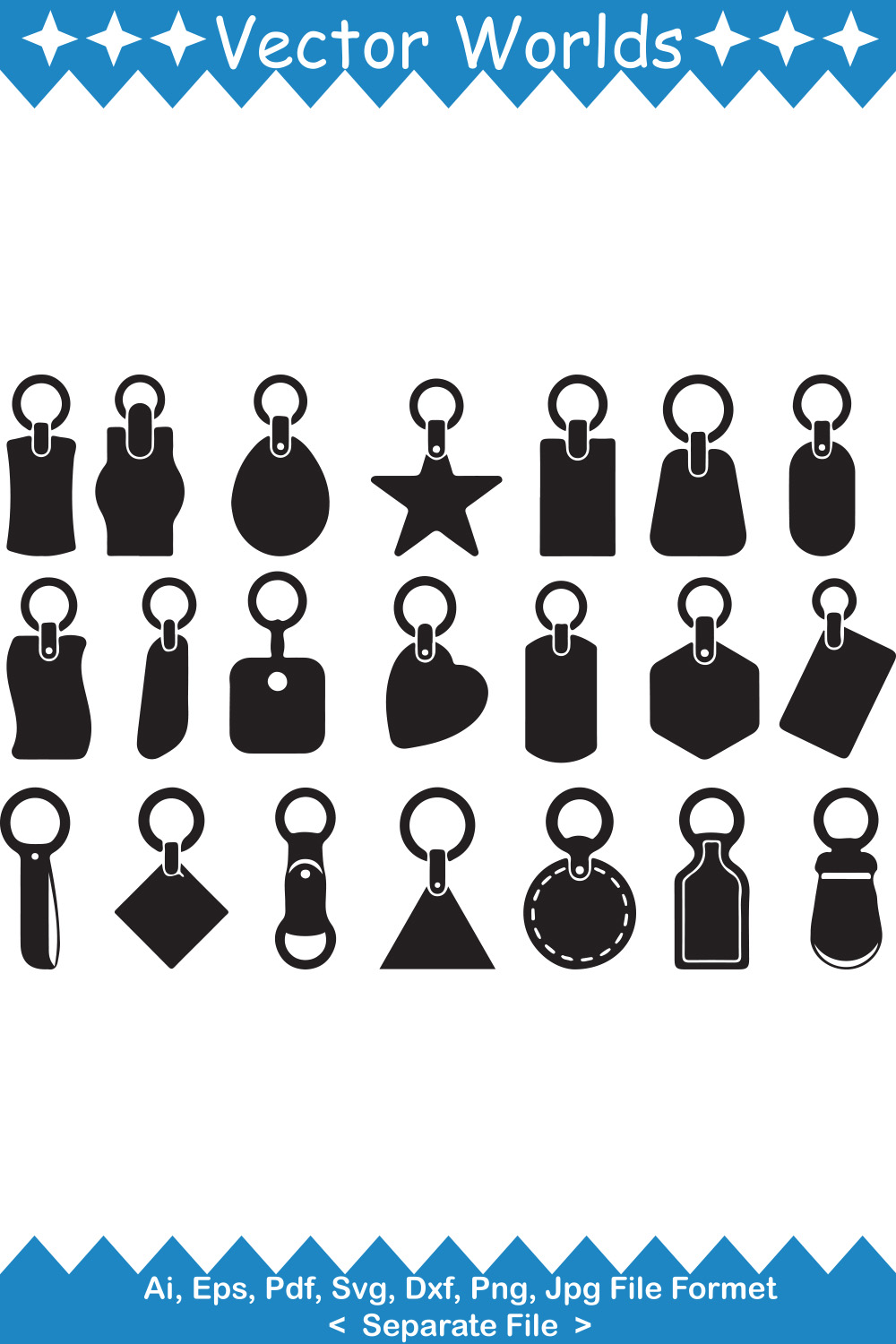 Leather Keychain SVG Vector Design pinterest preview image.