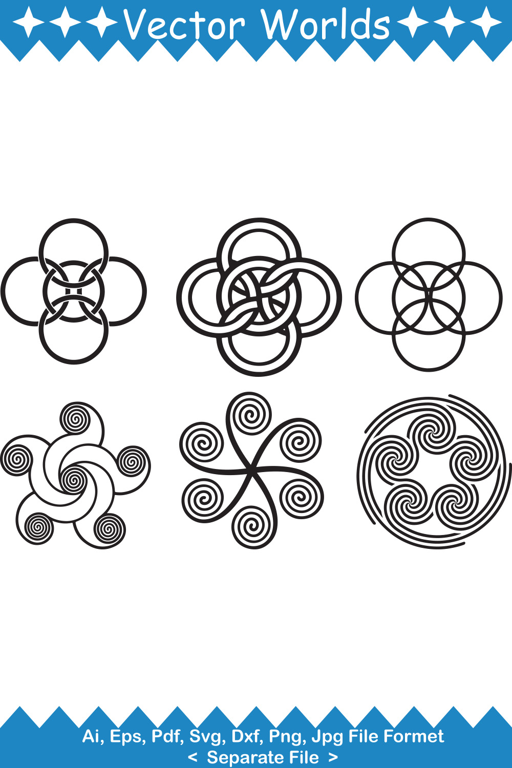 Five Fold Symbol SVG Vector Design pinterest preview image.