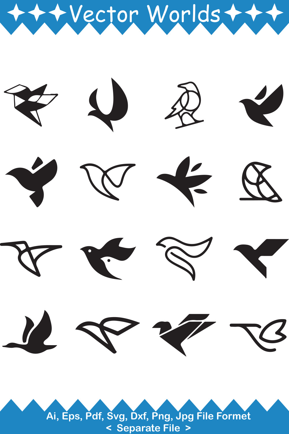 The Bird Symbol SVG Vector Design pinterest preview image.