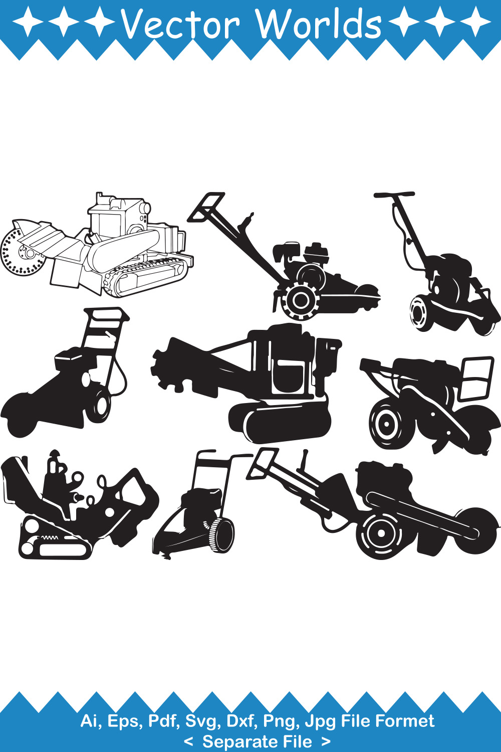 Stump Grinder SVG Vector Design pinterest preview image.