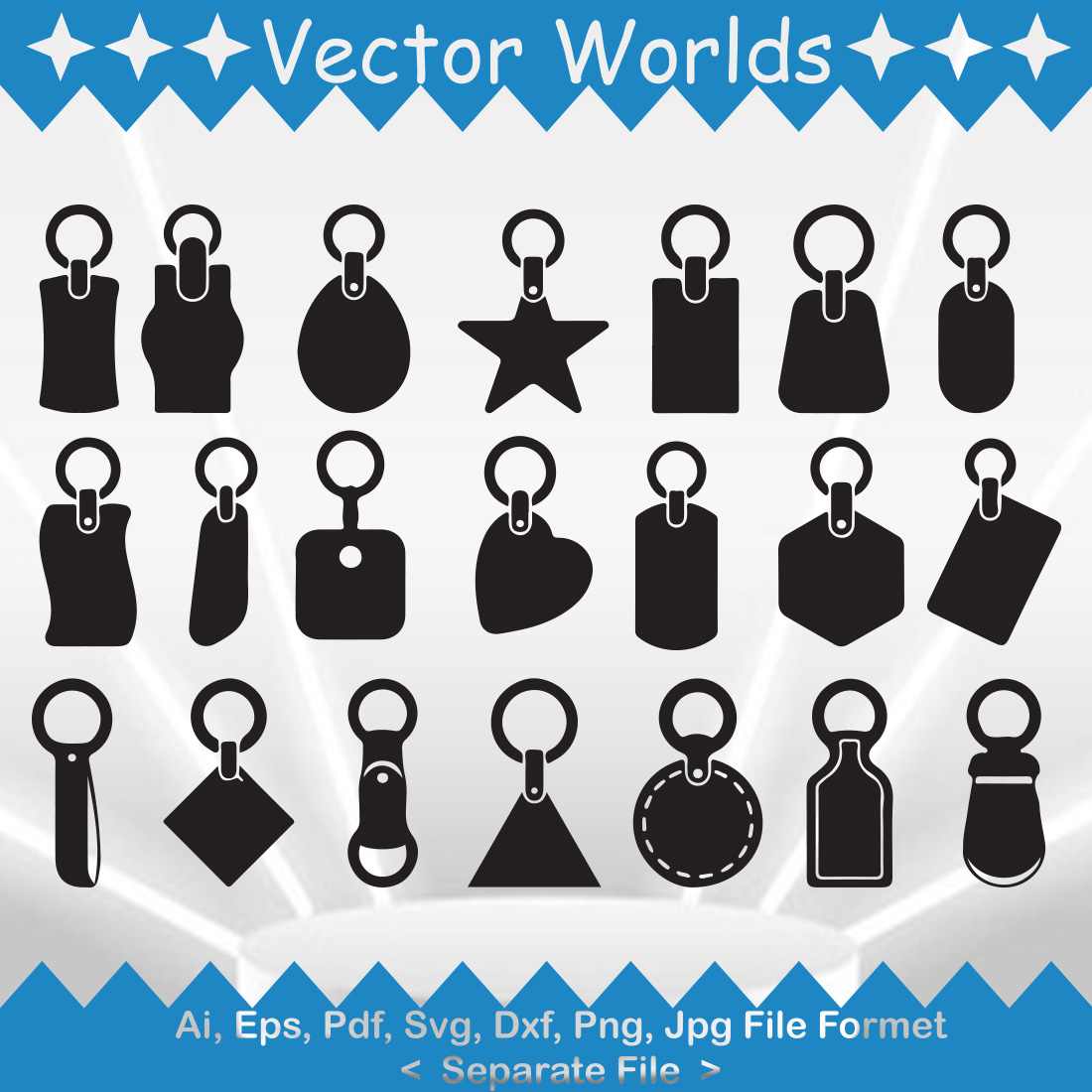 Leather Keychain SVG Vector Design preview image.