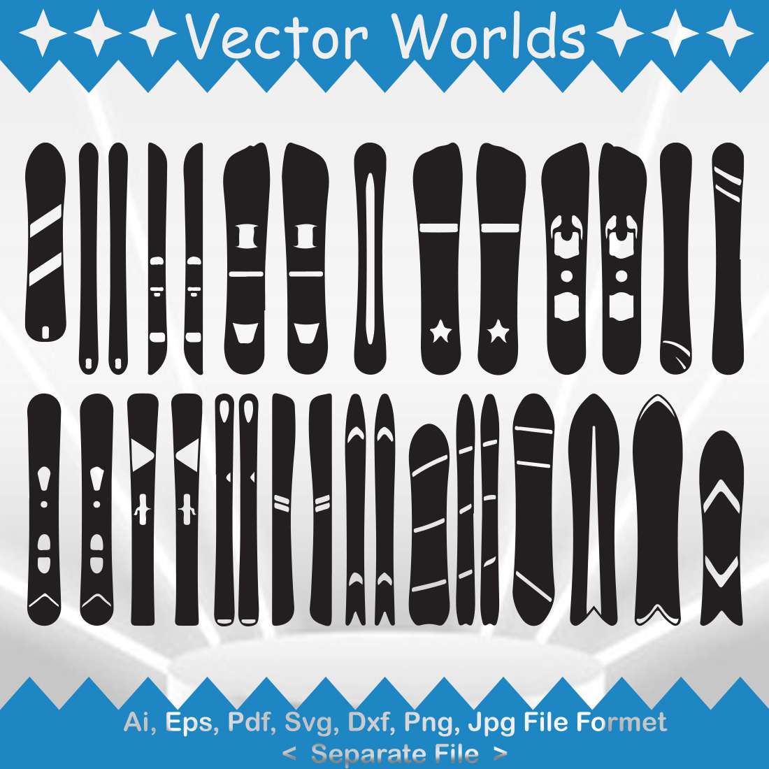 Snowboards SVG Vector Design preview image.