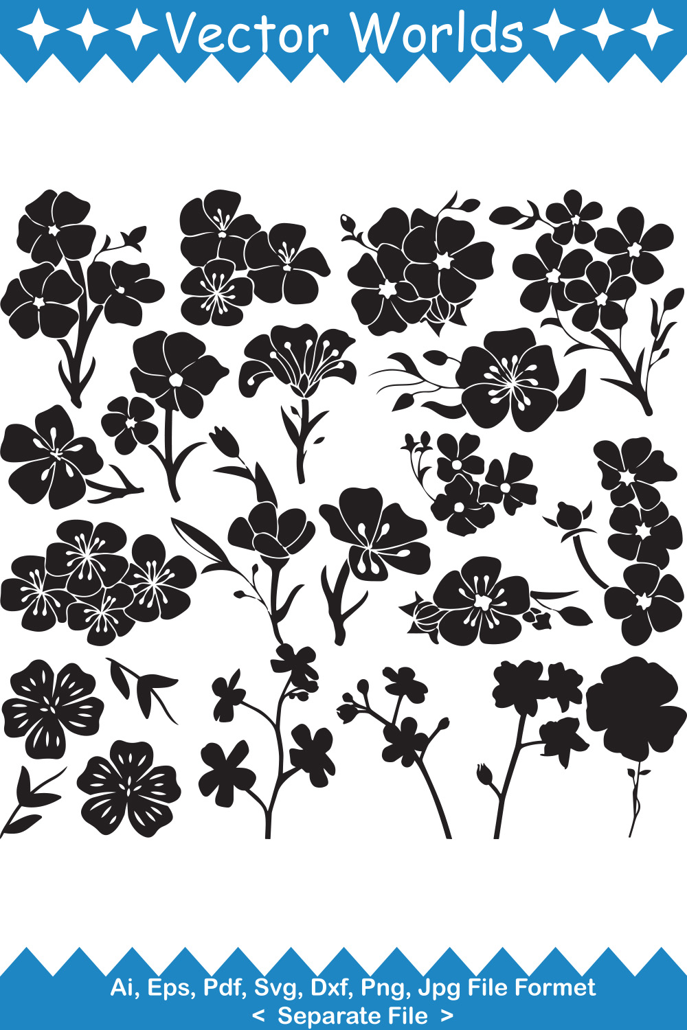 Flax Flower SVG Vector Design pinterest preview image.