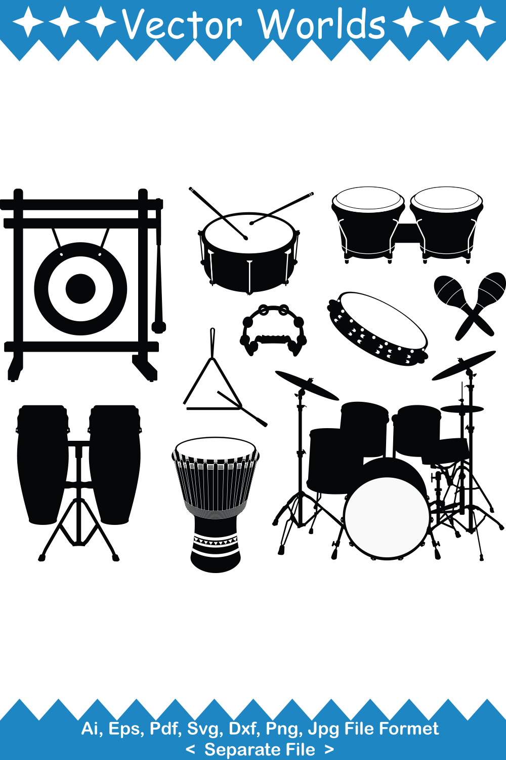 Musical Instrument SVG Vector Design pinterest preview image.