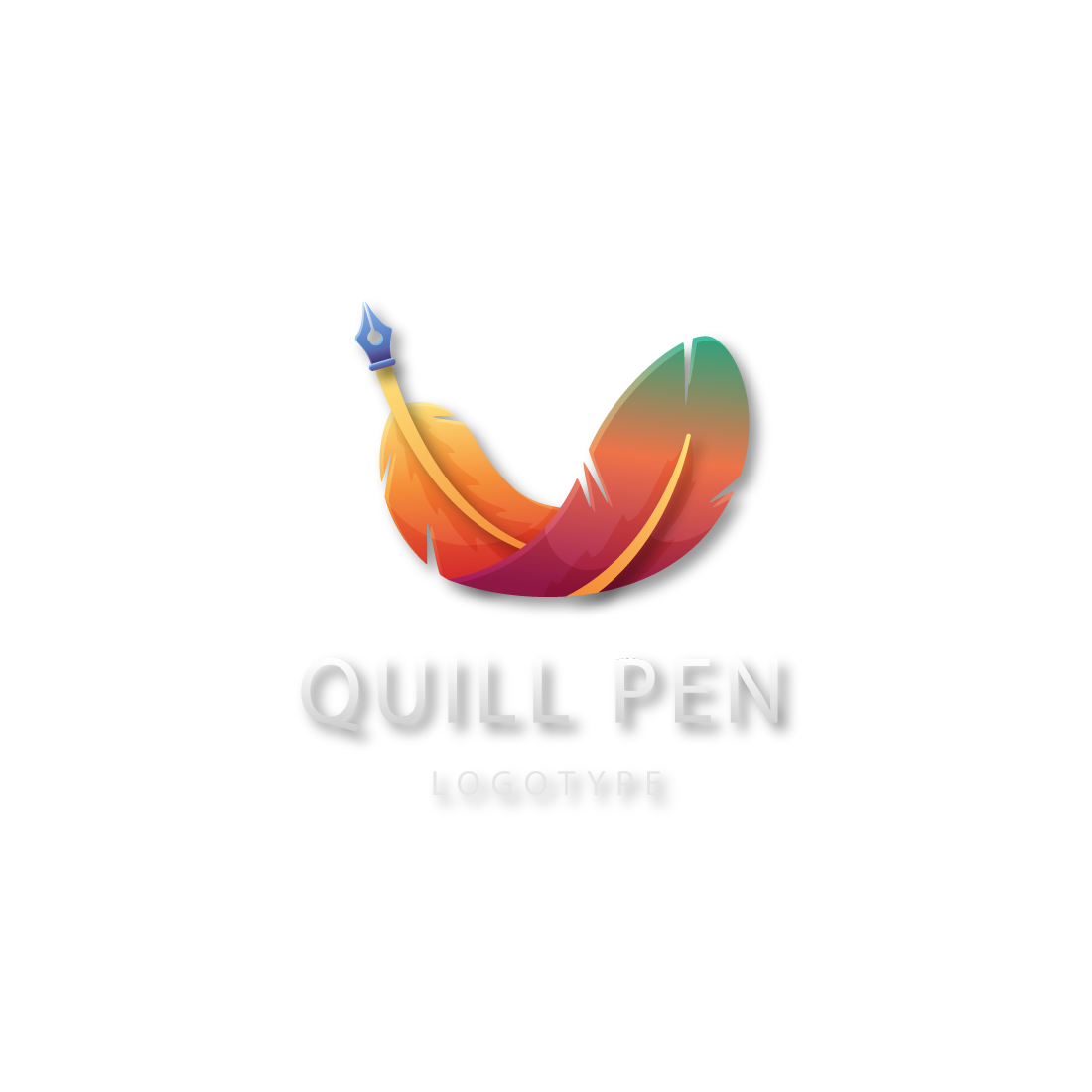 Gradient quill pen design template preview image.