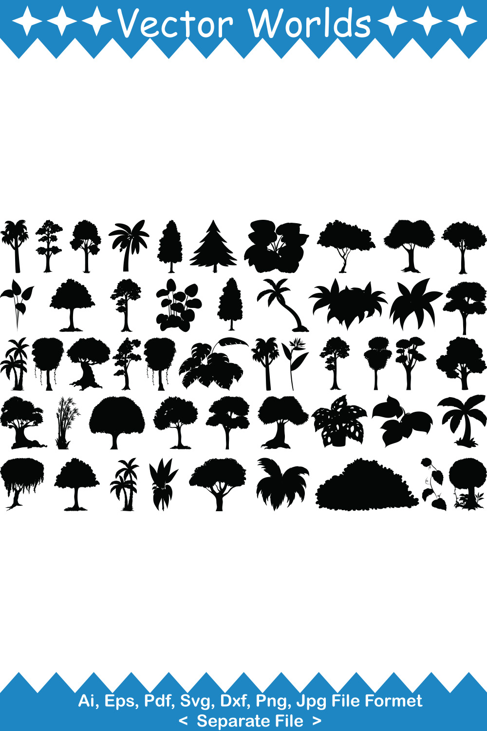 Tropical Plants SVG Vector Design pinterest preview image.