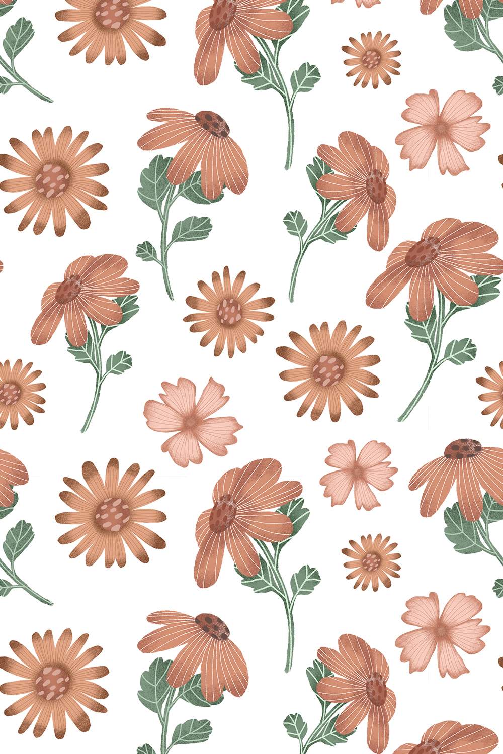 Summer floral digital papers pinterest preview image.