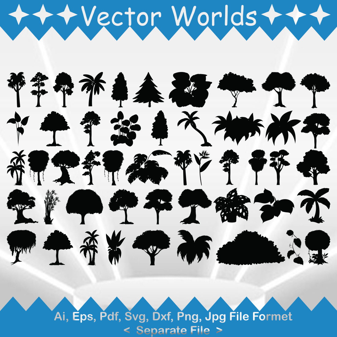 Tropical Plants SVG Vector Design preview image.