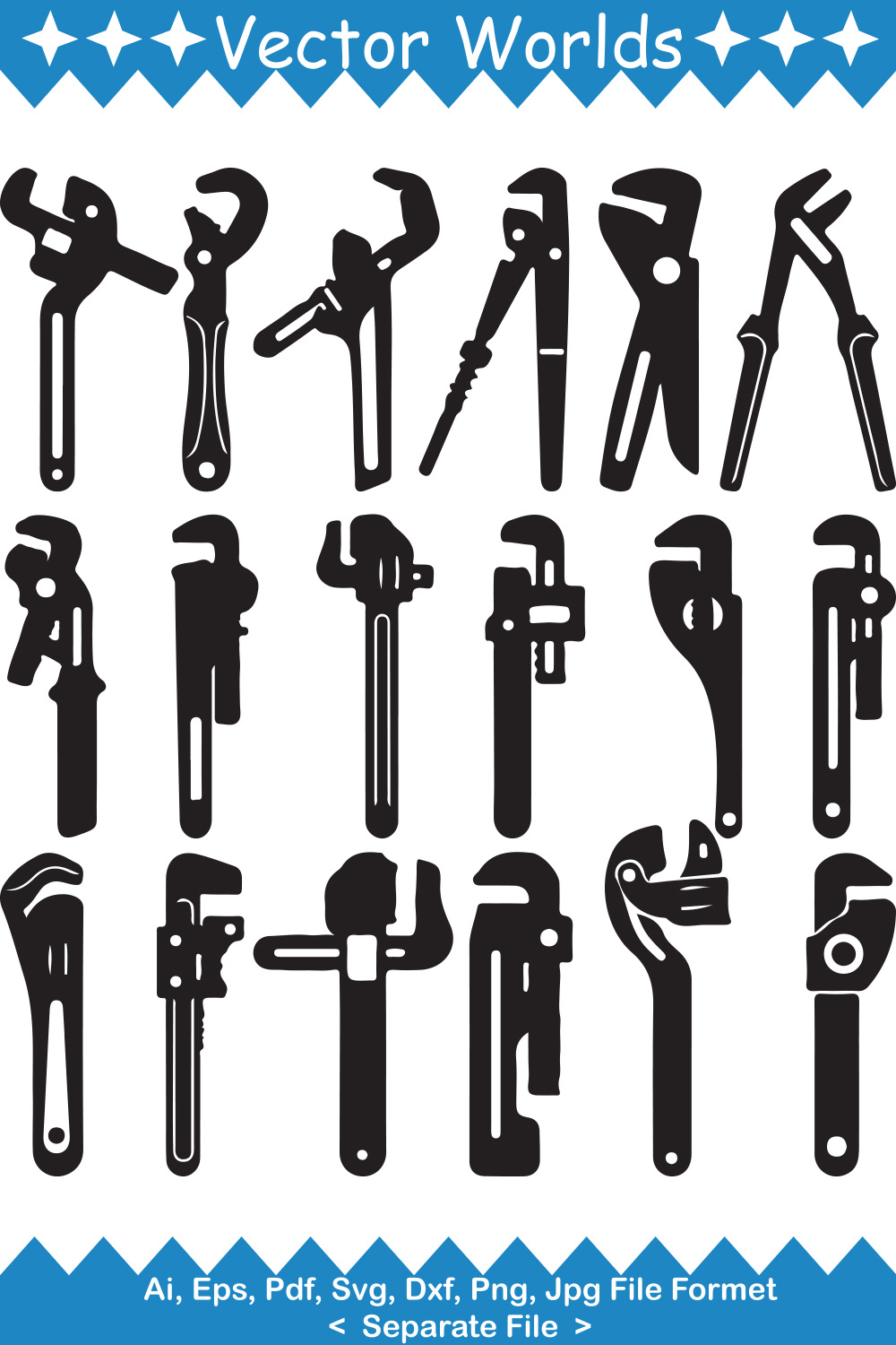 Wrench SVG Vector Design pinterest preview image.