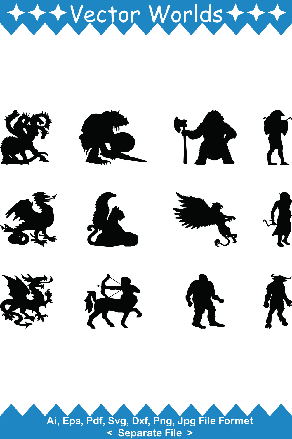 Mythological Creatures Symbol SVG Vector Design pinterest preview image.