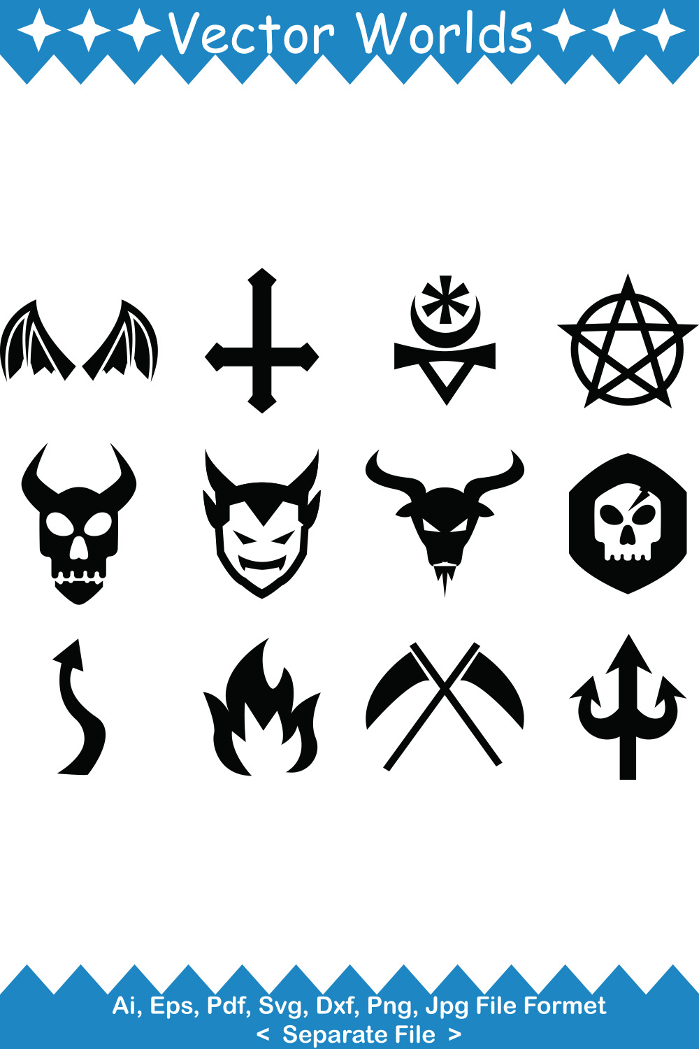 Lucifer Icon SVG Vector Design pinterest preview image.