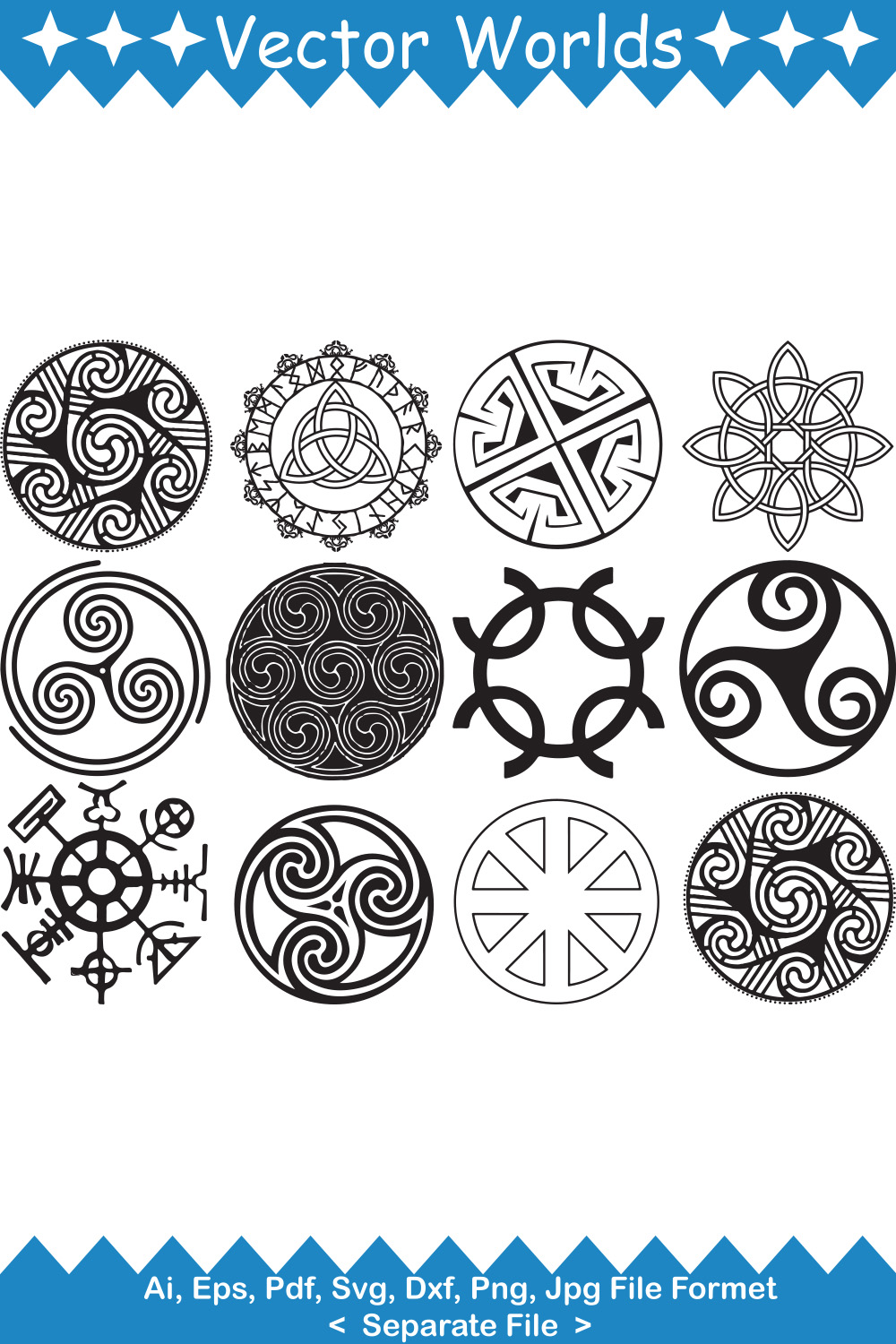 Wheel of Taranis Symbol SVG Vector Design pinterest preview image.