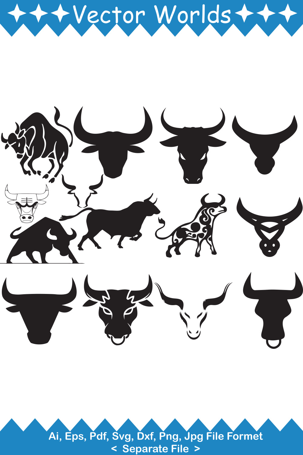 The Bull Symbol SVG Vector Design pinterest preview image.