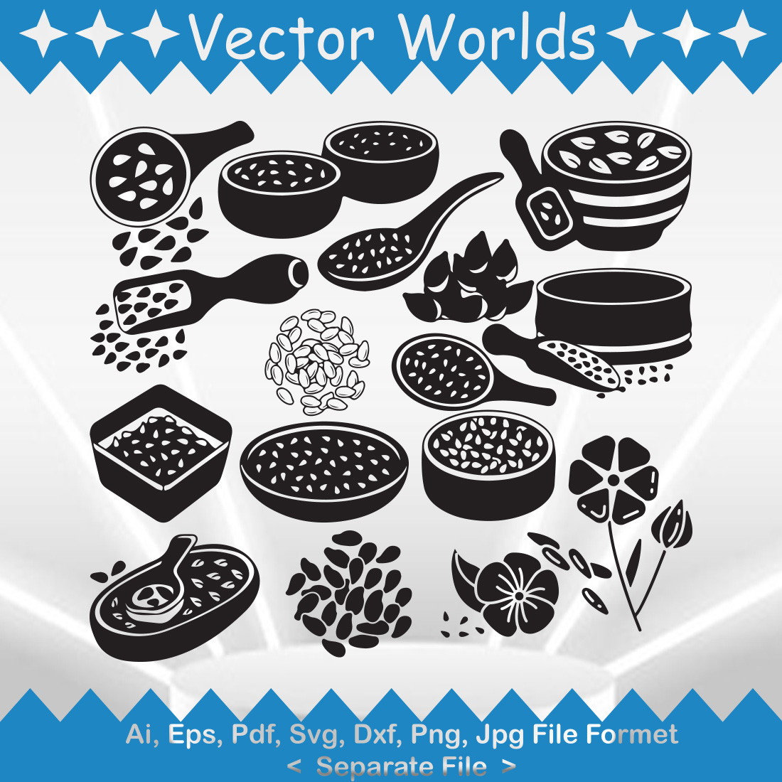 Flax Seeds SVG Vector Design preview image.
