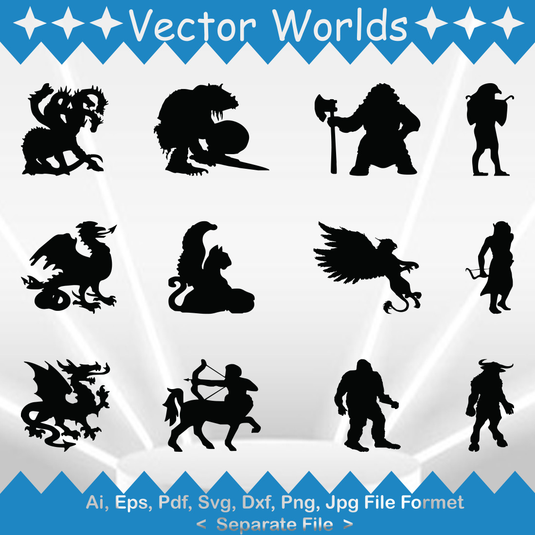 Mythological Creatures Symbol SVG Vector Design preview image.