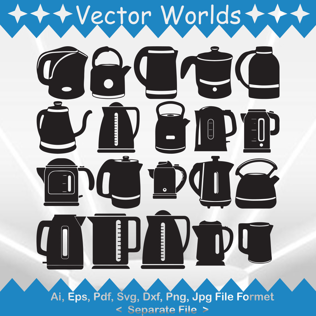 Electric Kettle SVG Vector Design cover image.