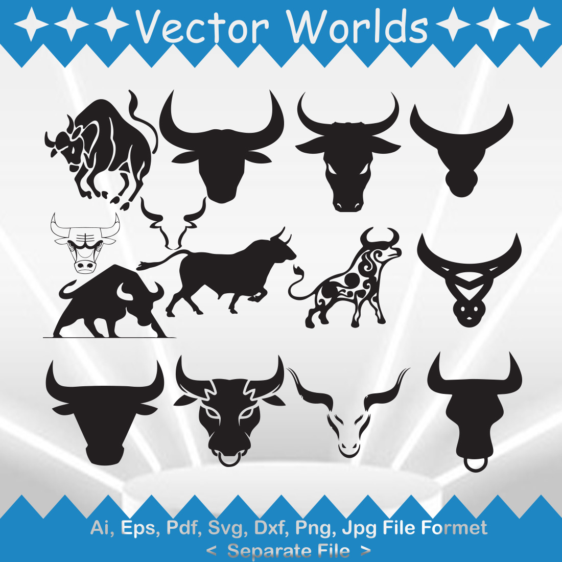 The Bull Symbol SVG Vector Design cover image.