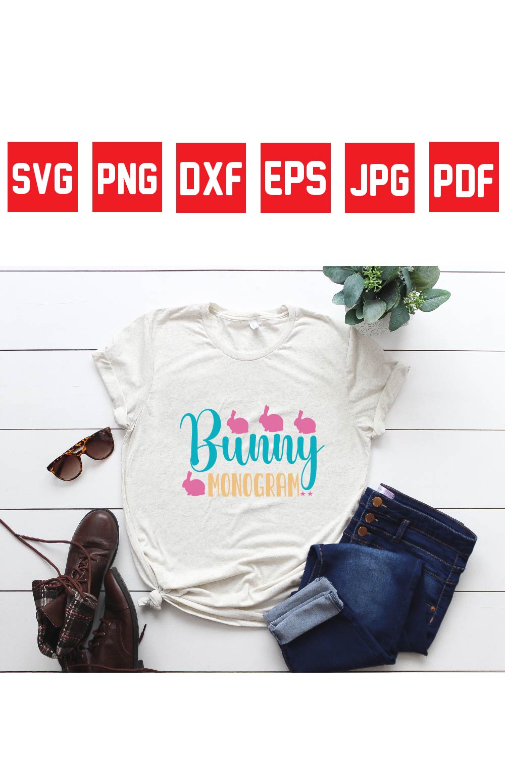 bunny monogram pinterest preview image.