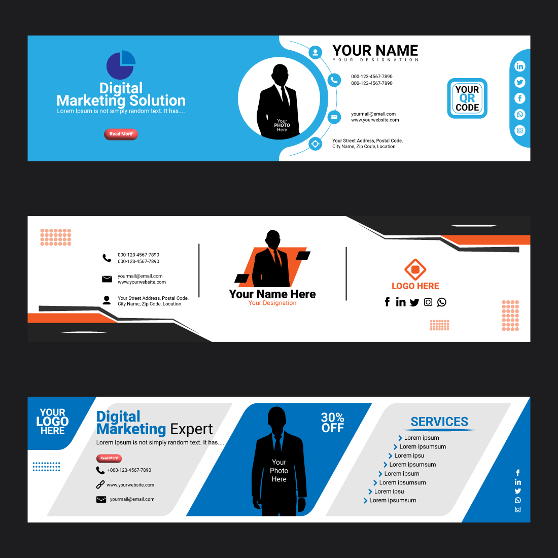 11pcs Fully Editable Linkedin Corporate Business Cover Banner Design Bundle Template cover image.
