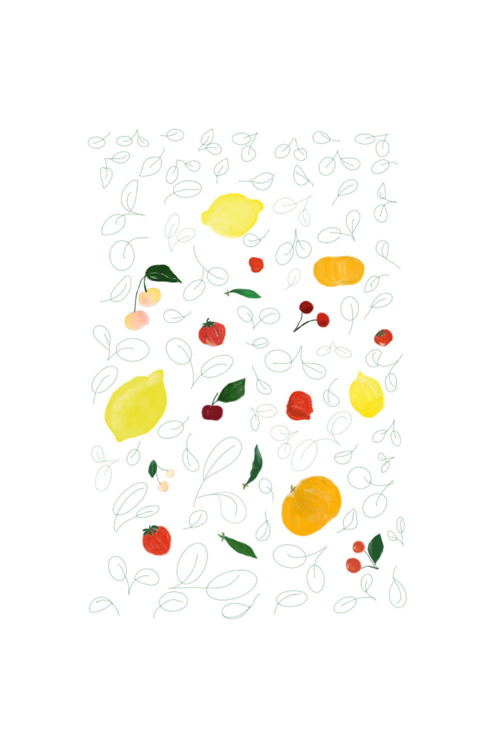 Fruits and leaves pinterest preview image.