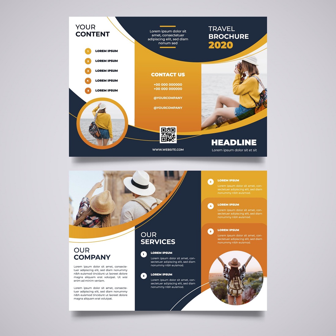 Abstract trifold brochure template with image preview image.