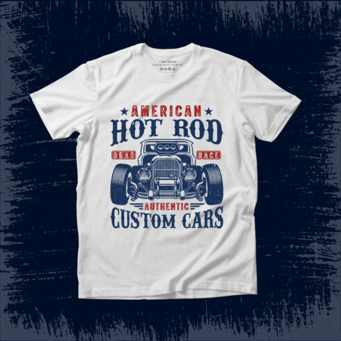 American hotrod drag race authentic custom cars - hot rod t shirt design vector cover image.