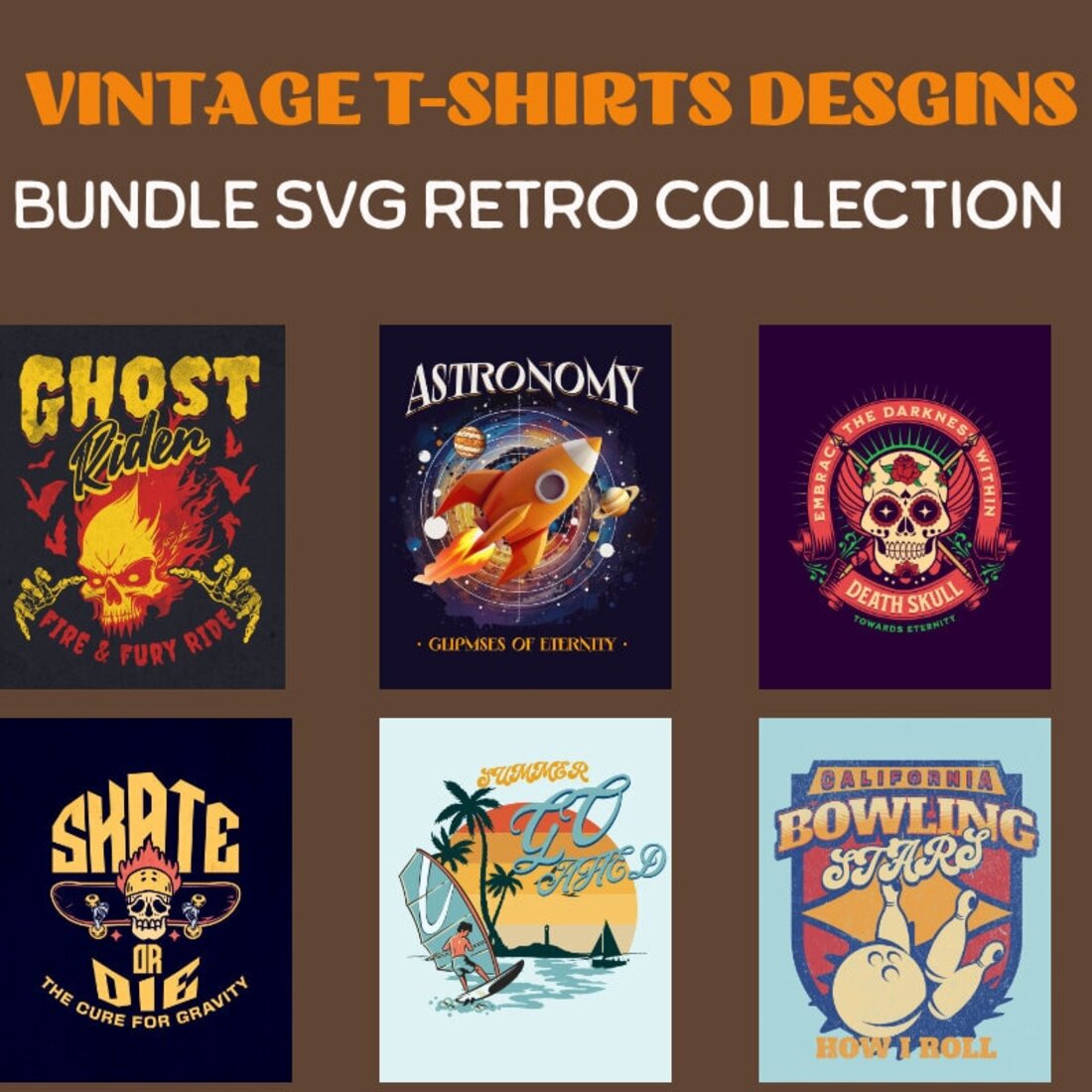 12 Vintage T-Shirt Design Bundle SVG Retro Collection preview image.