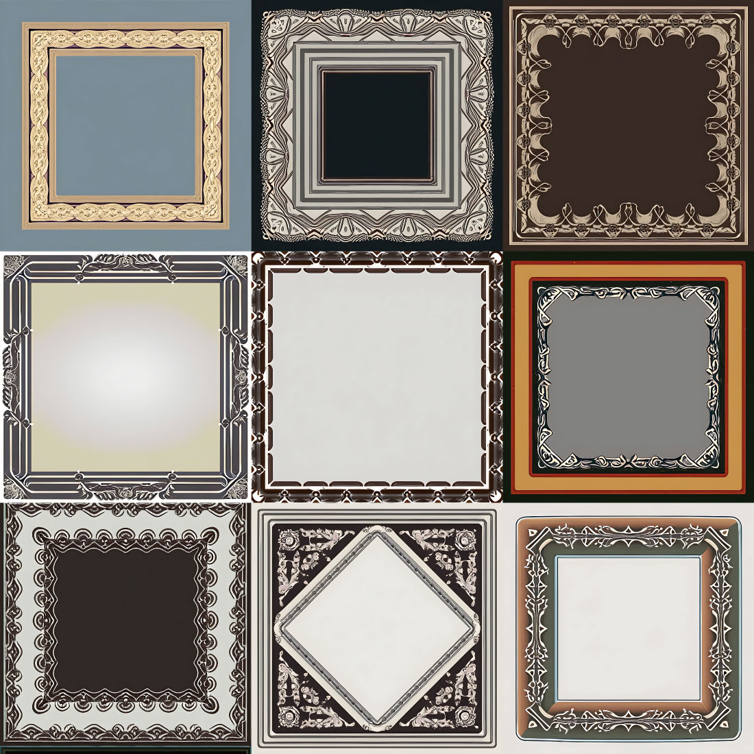 25pcs Retro Decorative Wall Frame Design and Background Template- only in $5 preview image.