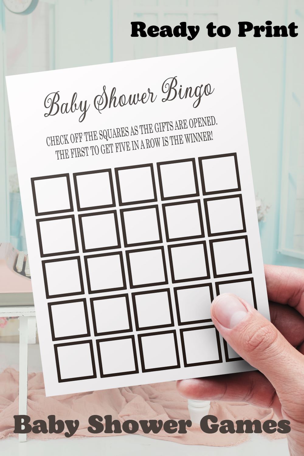 Baby Shower Simple Black and White 4 Games Bundle Set pinterest preview image.