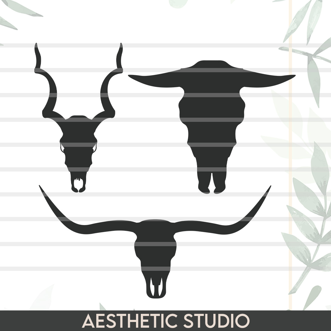 Longhorn Head Skull SVG, Longhorn Head Skull, Longhorn Head Svg, Cow Skull, Clipart, Bull Skull, Silhouette, Vector preview image.