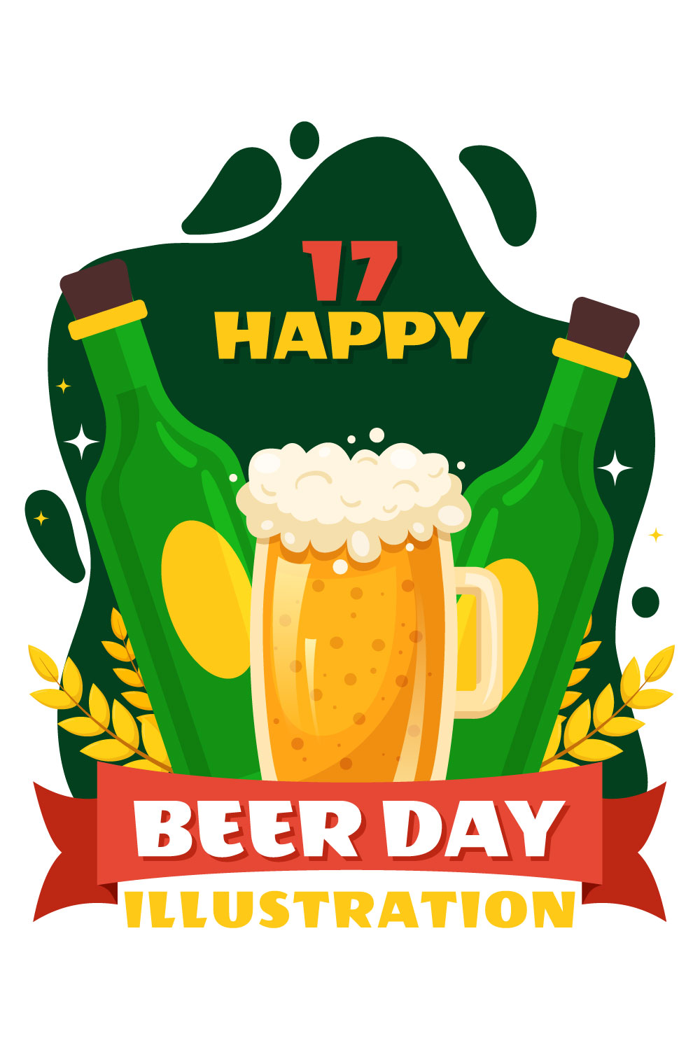 17 International Beer Day Illustration pinterest preview image.