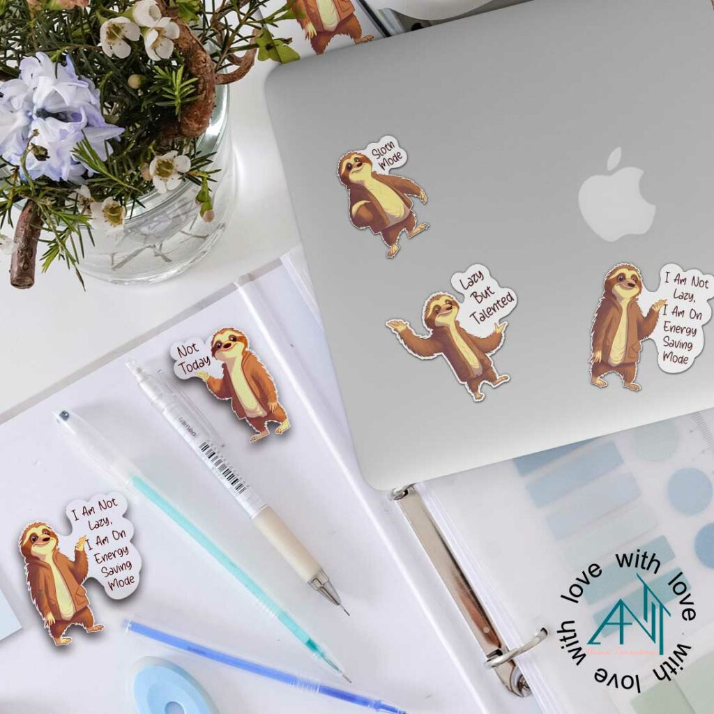 Cute Sloth Cartoons Printable Stickers Cricut Design Masterbundles