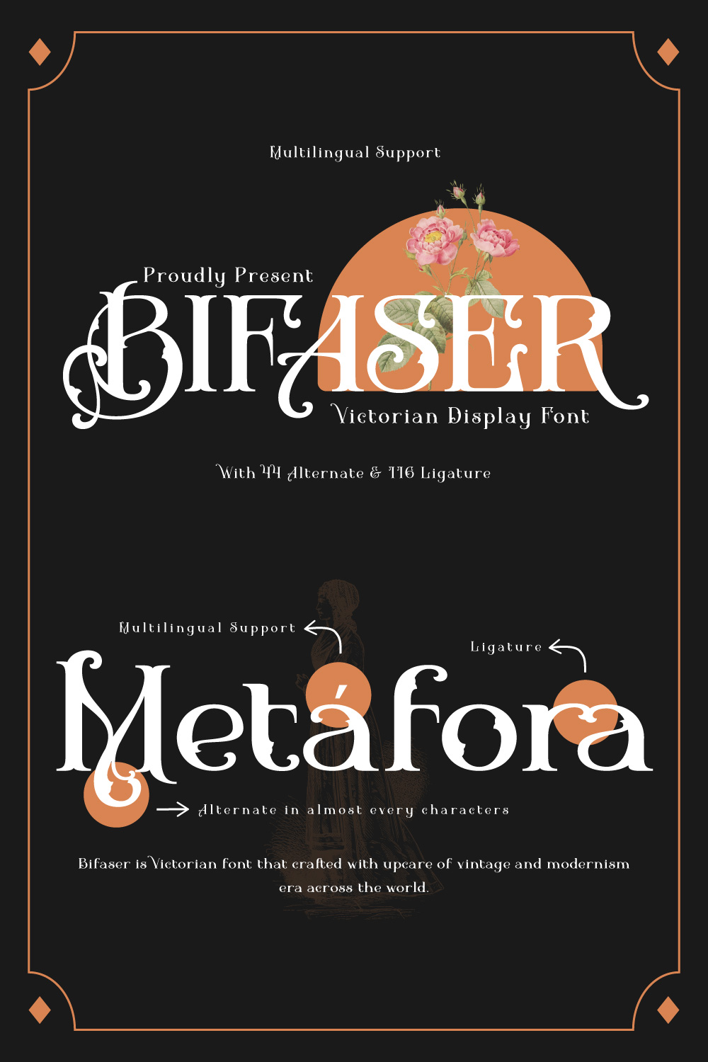 BIFASER – Victorian Font pinterest preview image.