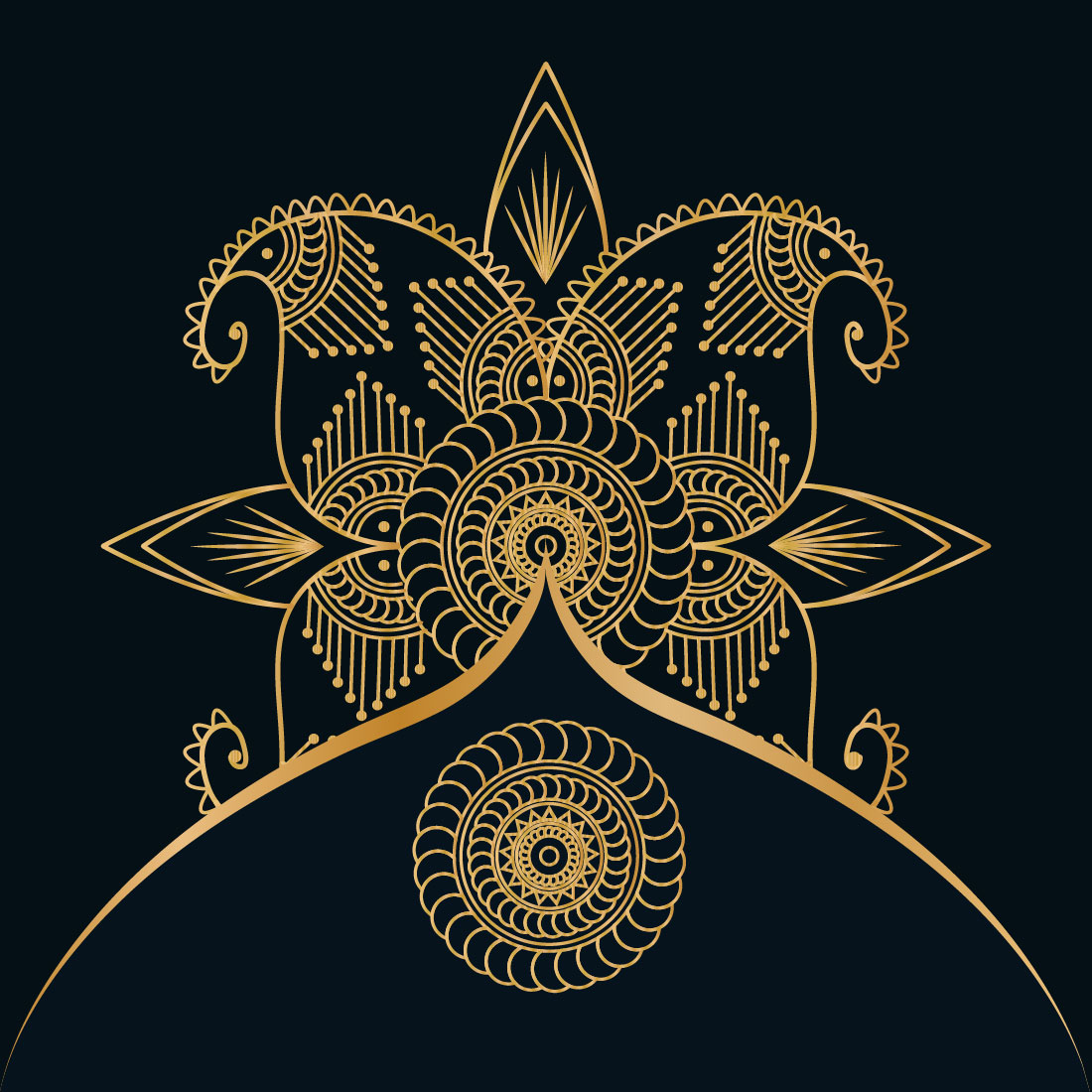 Black and Golden Colour Mandala Design SVG, Ai, EPS, PDF, JPG, PNG File cover image.