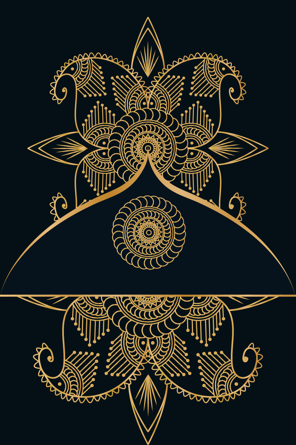 Black and Golden Colour Mandala Design SVG, Ai, EPS, PDF, JPG, PNG File pinterest preview image.