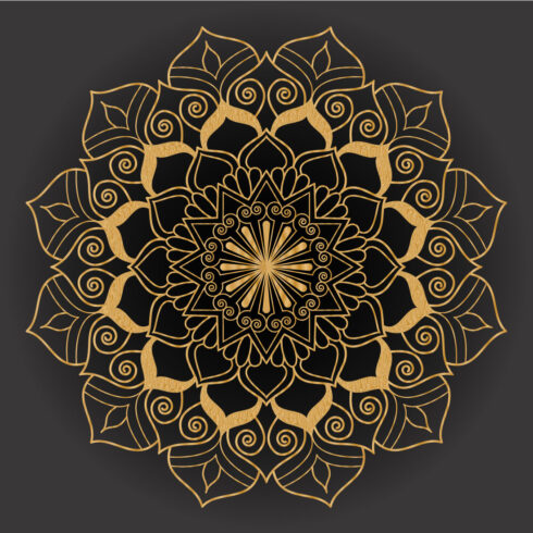Black Colour Floral Madala Design SVG, Ai, EPS, PDF, JPG, PNG File cover image.