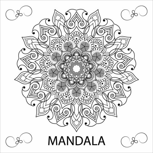 Black Colour Floral Mandala Design Template SVG, Ai ,EPS, PDF, JPG, PNG File cover image.