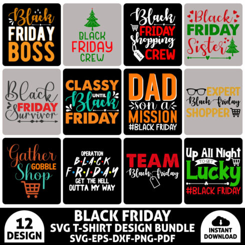 Black Friday SVG T-shirt Design Bundle cover image.