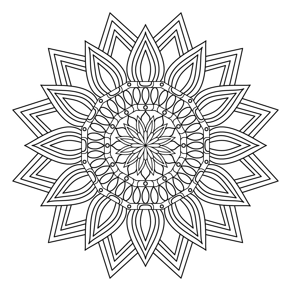 Black Vector Mandala Design Template SVG, Ai, EPS, PDF, JPG, PNG File cover image.