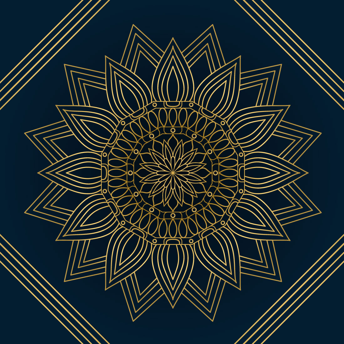 Black Vector Mandala Design Template SVG, Ai, EPS, PDF, JPG, PNG File preview image.