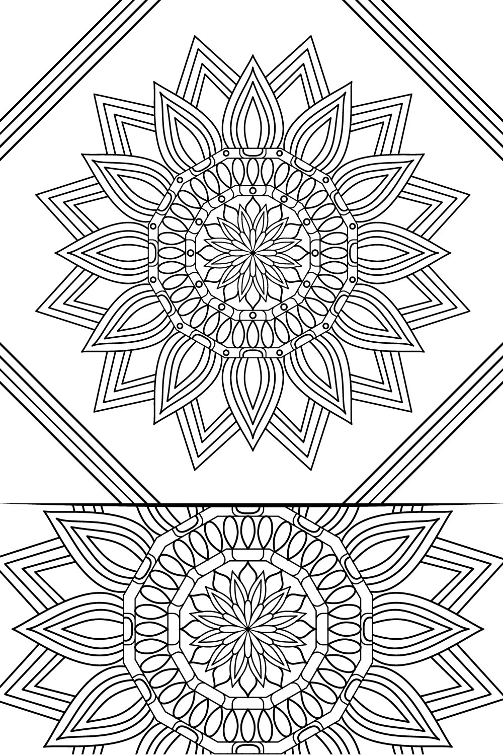 Black Vector Mandala Design Template SVG, Ai, EPS, PDF, JPG, PNG File pinterest preview image.