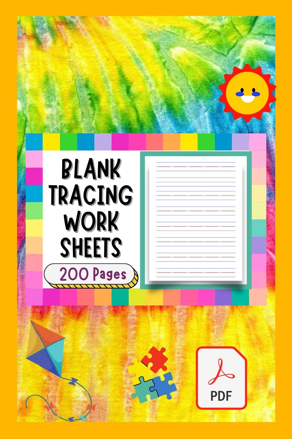 Preschool Handwriting Tracing Paper, Blank Handwriting Tracing Page Worksheets pinterest preview image.
